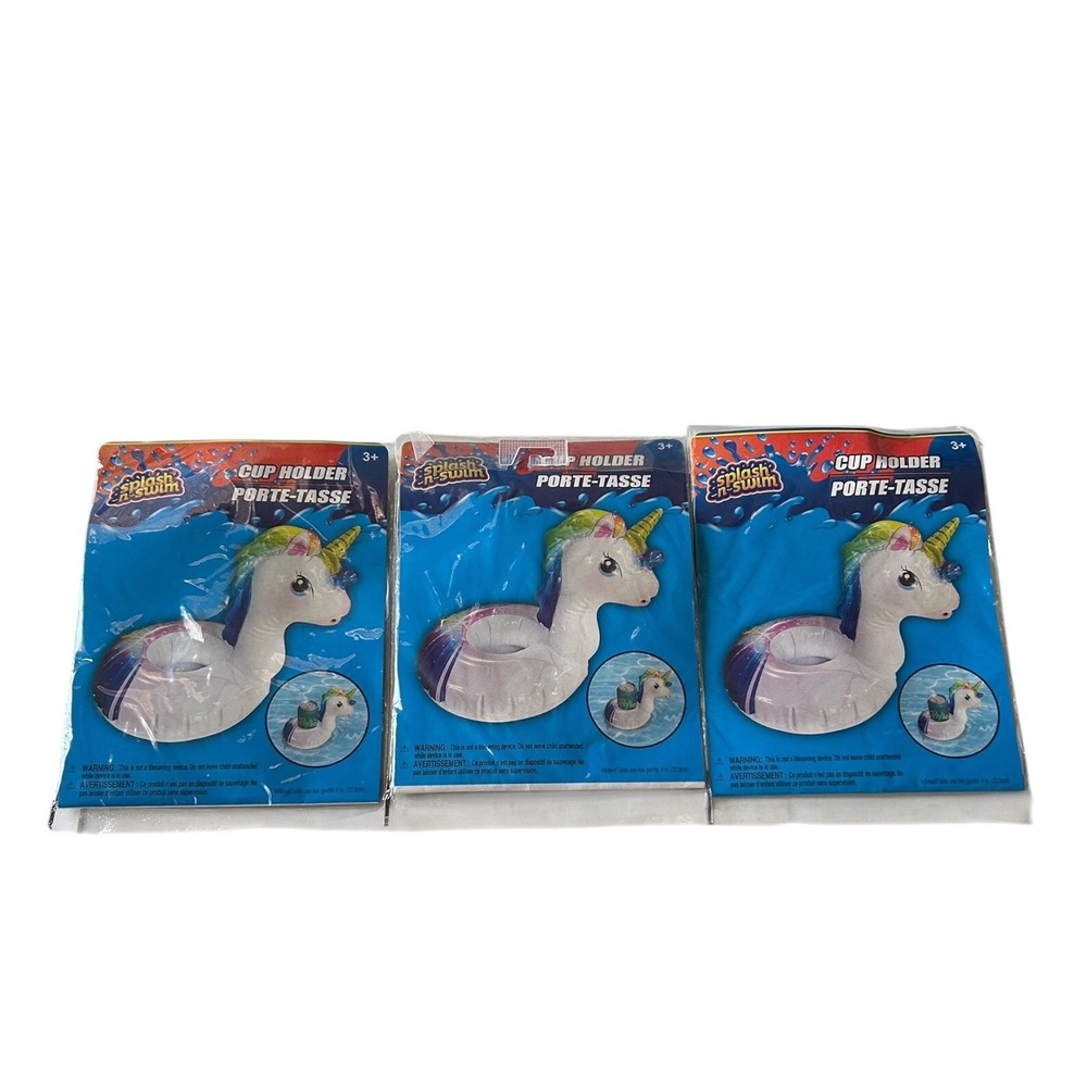 Splash N Swim Unicorn 3-Cup Holder Drink Beverage Pool Swim Floats